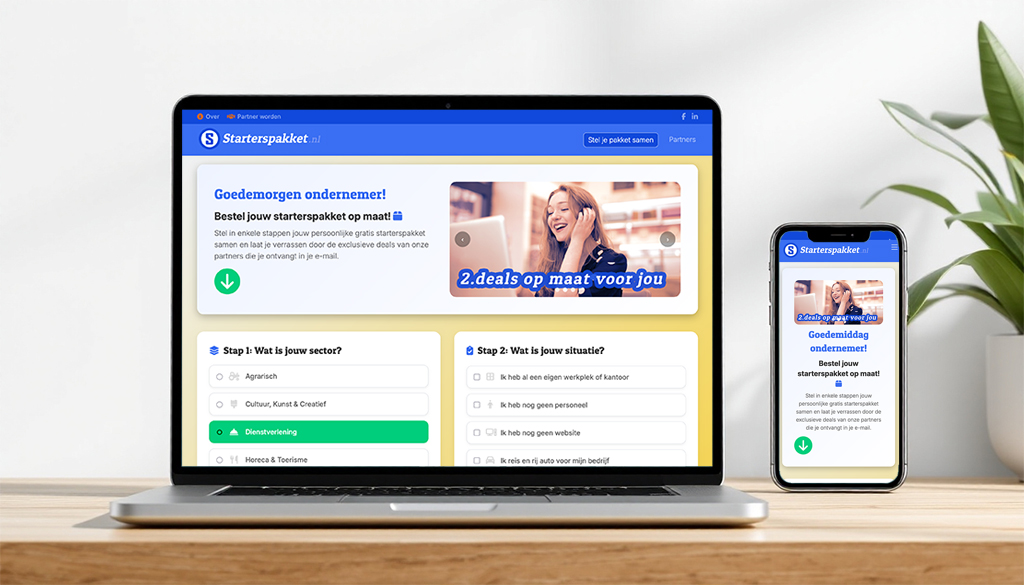 Mockup van Starterspakket.nl