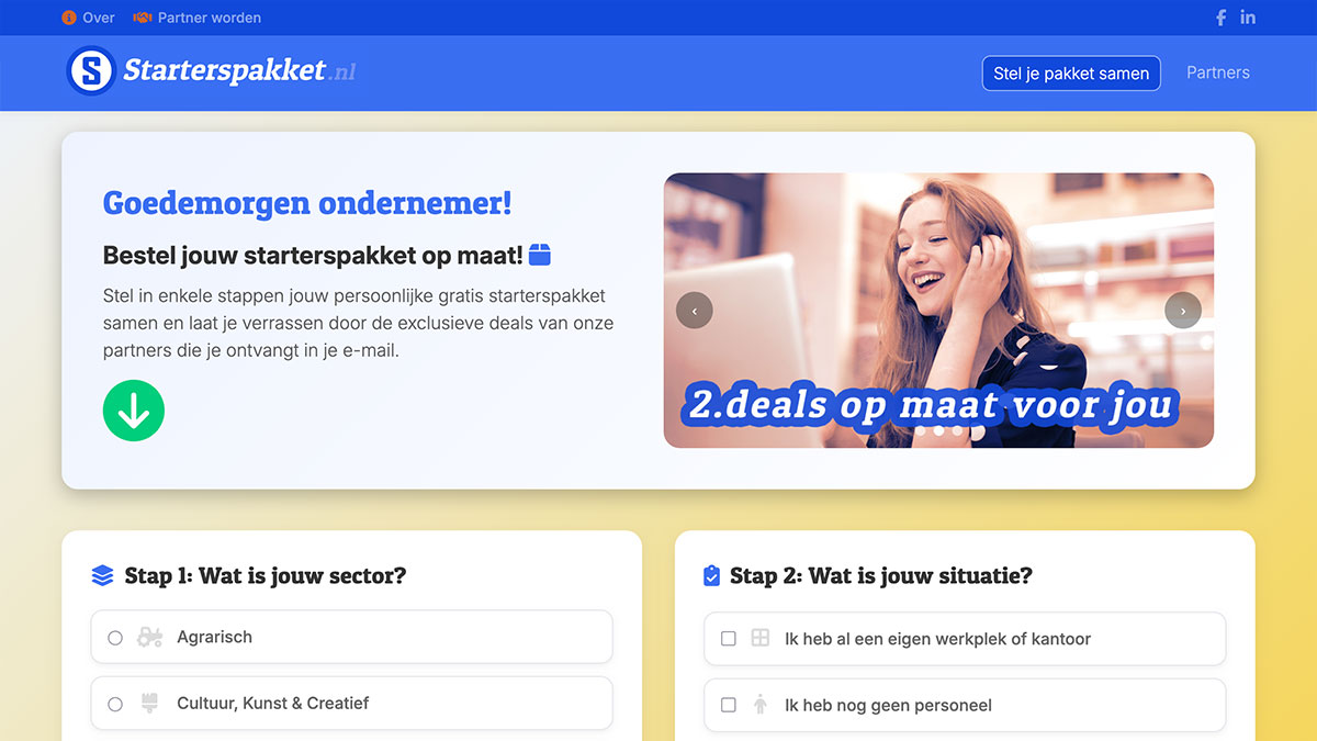 Screenshot van Starterspakket.nl